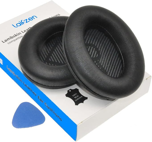 Lambskin QC45 SE QC35ii QC35 QC25 QC15 Earpads Cushions Replacement Ear Pads for Bose QC 45 35 II QC2 AE2 AE2i AE2w SoundLink SoundTrue 35ii 25 15 2 AE QuietComfort Headphone Sheepskin Leather (Black)