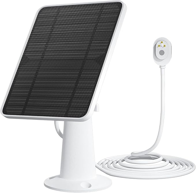 Solar Panel Charger Compatible with Arlo Pro 5S/Pro 4/Pro 3/Pro 3 Floodlight/Ultra/Ultra 2 Camera, 6V 4.5W Solar Panels Charging IP65 Weatherproof w/ 9.8ft Charging Cable Adjustable Wall Mount, 1 Pack