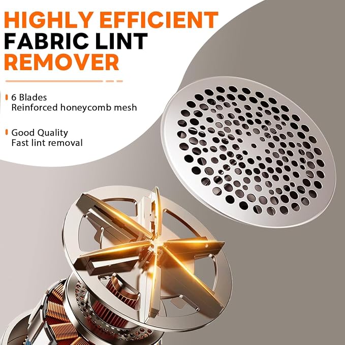 Fabric Shaver - Ziitty Lint Remover for Clothes, Sweater Defuzzer with LCD Display, 3-Speeds, 6-Blade, Type-C Rechargeable, Sweater Shaver to Remove Pilling Fuzz Lint Balls Pills for Clothes Furniture
