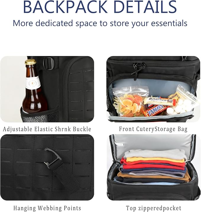 Cooler Backpack, 30 Can Backpack Cooler 4-Sided Cold Retention Technology, Lightweight & Hands-Free for Beach, Camping