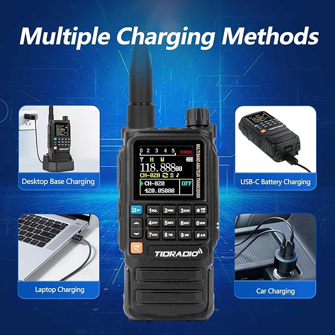 TIDRADIO TD-H3 Plus GMRS Handheld Radio Long Range Walkie Talkies USB-C Charging & Wireless Programming Multi-band Rechargeable Two Way Radios 2500mAh Battery NOAA Weather Radio Frequency Copy -2 Pack