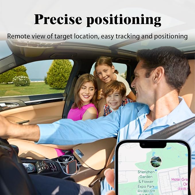 GPS Tracker for Vehicles, No Subscription Required, Magnetic Car Locator Compatible with iOS & Android, IP67 Waterproof Tracking Device, 1-Year Battery Life, Location History & Sharing