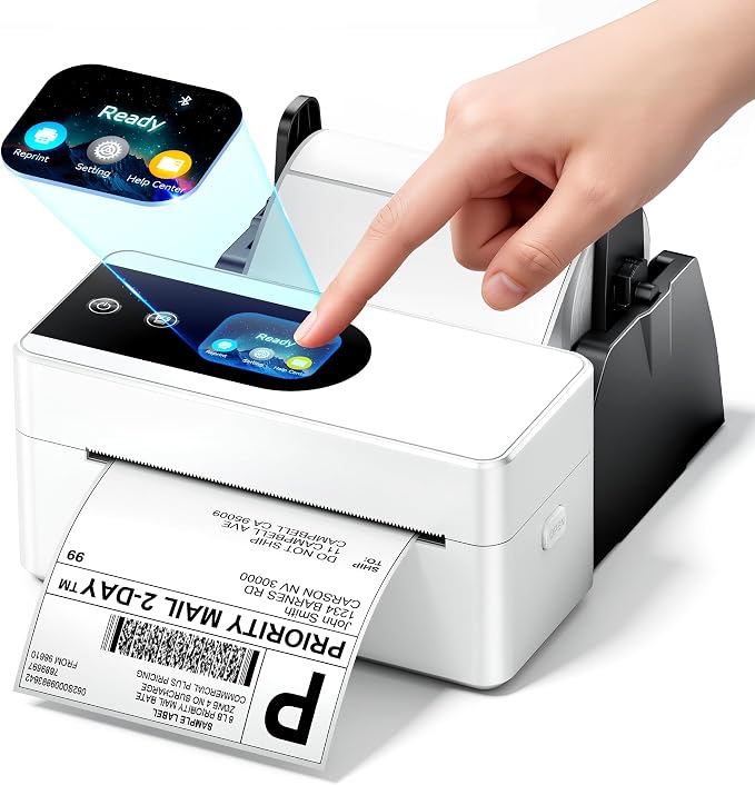 Phomemo 4x6 Shipping Label Printer with Touch Screen, Wireless Bluetooth Thermal Printer for Small Business & Packages, Compatible with Amazon Shopify UPS USPS, Support Android iOS Windows Mac