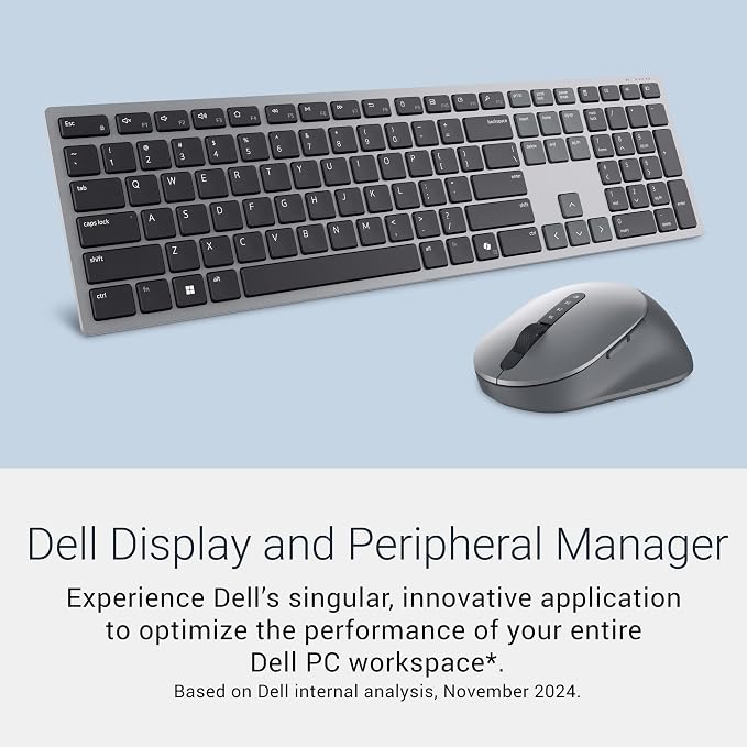 Dell Premium Wireless Keyboard and Mouse - KM720 - USB wireless receiver, 12 programmable keys of F1-F12, Mouse Buttons Qty 7, DPI. 1000, 1600 (default), 2400, 4000, Advanced Exchange Service - 1 year