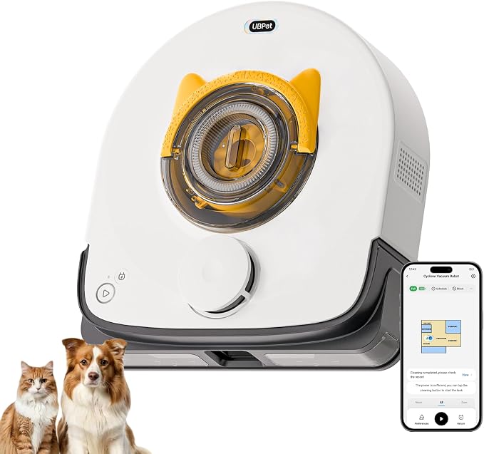 UBPET Robot Vacuum for Pet Hair, 22,000Pa Ultra-Strong Suction Automatic Robot Vacuum Cleaner, Tangle-Free Cleaning, Smart Mapping with LiDAR Navigation, App Controlled Vacuum Robot