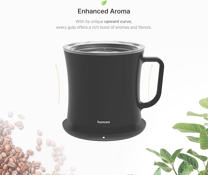 Smug Mug Warmer V2 | Premium Temperature Control Mug & Heating Base | 55 °C (131 °F) Smart Warming | 1-Year Replacement Warranty | Gift Ready Packaging | USB-C Charger (Grande Black)
