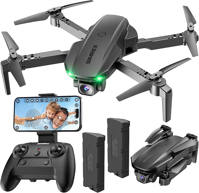 SIMREX Drone With Camera for Kids Beginner & Adults – Foldable RC Quadcopter with Altitude Hold, Optical Flow Positioning , Indoor Mini Drone with One Key Start, Headless Mode, 3D Flip, Gift for Boys & Girls & Teenagers