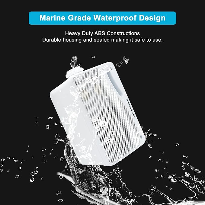STUDIOFINIX Passive Outdoor Speakers Wired Waterproof -3.5 Inch 3 Way 200W Surface Marine & Wall Mount Speakers, Suitable for Home, Boat, Poolside, Patio, Indoor Outdoor Use（White