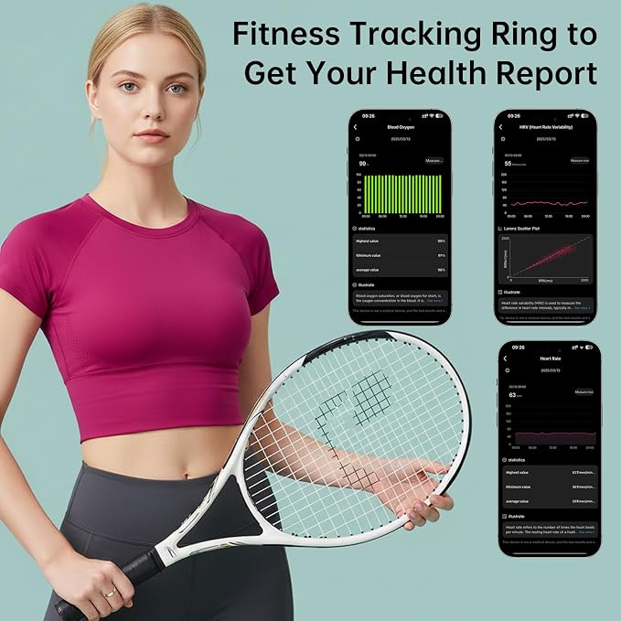 Smart Ring for Women & Men, Fitness Tracker Ring with Heart Rate Monitor, HRV, Sleep Tracking, No Subscription Fee, 10ATM Waterproof Activity Ring for iPhone & Android (Rose Gold, 6#)