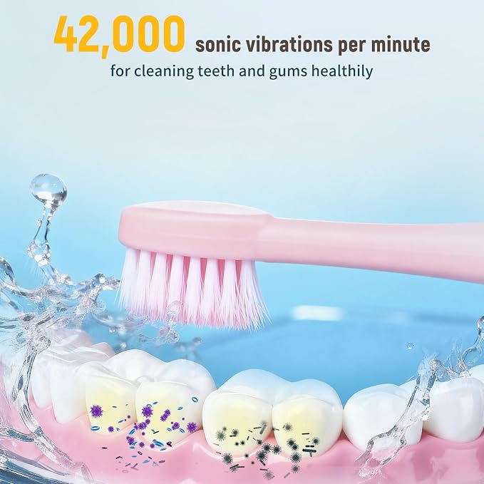 12 Pack Adult Electric Toothbrush Rechargeable Sonic Electric Toothbrush with 4 Brush Heads 6 Modes Timer Function IPX7 Waterproof 3 Colors Available