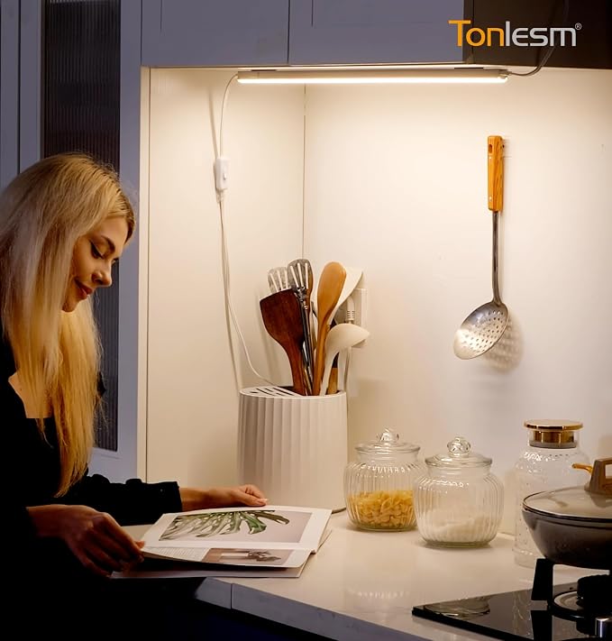 Under Cabinet Lighting Plug in 24in 1Pack AC120V 3CCT 3000/4000/5000K, Super Bright,Linkable Under Counter Lights for Kitchen, Ultra Slim LED Cabinet Light,ETL White