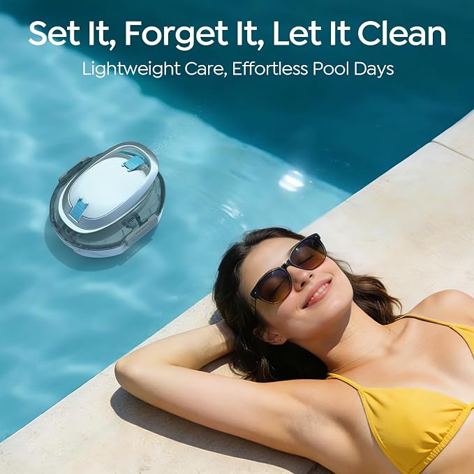 S2 Pool Vacuum Robot for Above Ground Pools, Cordless Operation, Efficient Cleaning Performance, Self-Parking and Easy Maintenance (Arctic Blue)