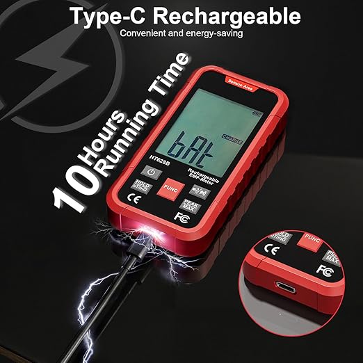 3-in-1 EMF Meter & Detector, Portable Rechargeable RF EF MF Tester with Sound & Light Alarm, for Home WiFi Signal & Electronics