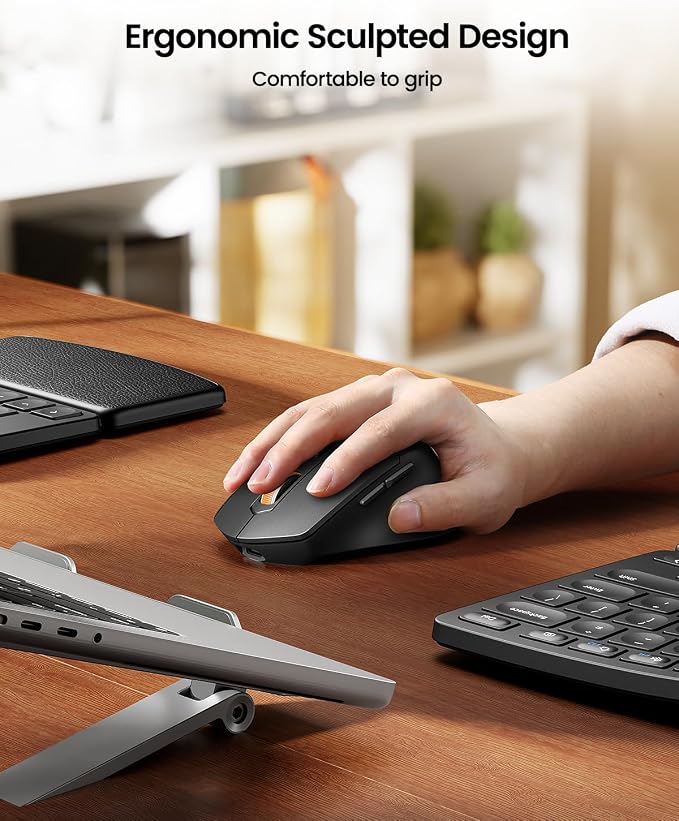 ProtoArc Ergonomic Keyboard Mouse, EKM04 2.4GHz USB Wireless Ergo Keyboard Mouse Combo with Separate Numeric Keypad, Split Design, Hard Wrist Rest, Rechargeable, for Windows Desktop/PC/Laptop