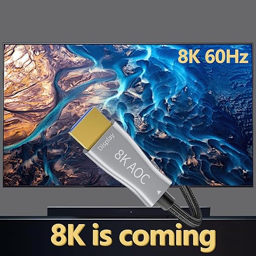 HDMI Fiber Optical Cable 65Ft, High Speed 48Gbps HDMI 2.1 Cord Support with 8K@60Hz 4K@120Hz Dynamic HDR10,eARC,HDCP2.2