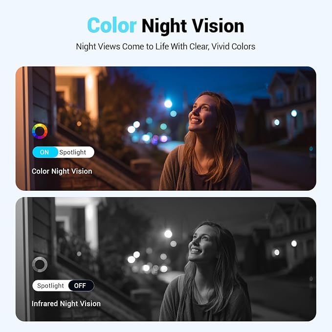 Techage 2K Solar Security Cameras Wireless Outdoor,Solar Battery Powered WiFi Cameras for Home Security with AI Motion Detection,Color Night Vision,2-Way Talk,IP66 Waterproof,Cloud/SD Storage 2 Pack