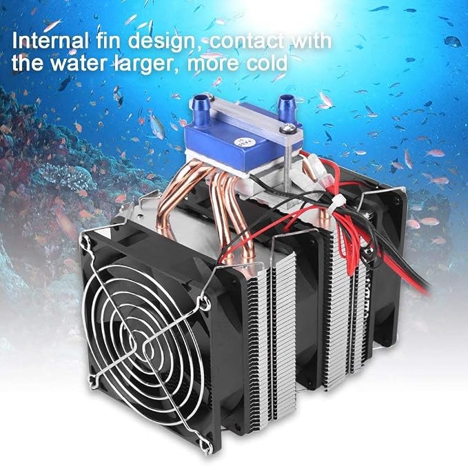 Thermoelectric Cooler, DC 12V Thermoelectric Cooler Peltier System Semiconductor Refrigeration Water Chiller Cooling Device for Fish (180W)