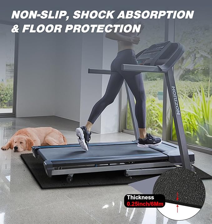 Walking Pad Mat for Carpet, Treadmill Mat for Hardwood Floor, 55"x23.6" High Density, 1/4 Thickness, Non-Slip, Foldable, Floor Protection for Treadmill pad, Elliptical, Bike, Noise Shock Absorption