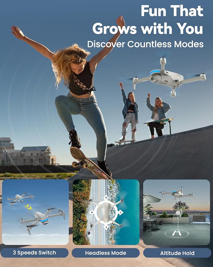 SIMREX GPS Drone with Camera for Adults 4K, Brushless Motor Drones for Beginners ,5G WiFi FPV Foldable, Auto Return , Optical Flow & Altitude Hold,Gesture Control,Follow Me, Waypoint Flight, Toys Gifts for Teen Boys (Gray)
