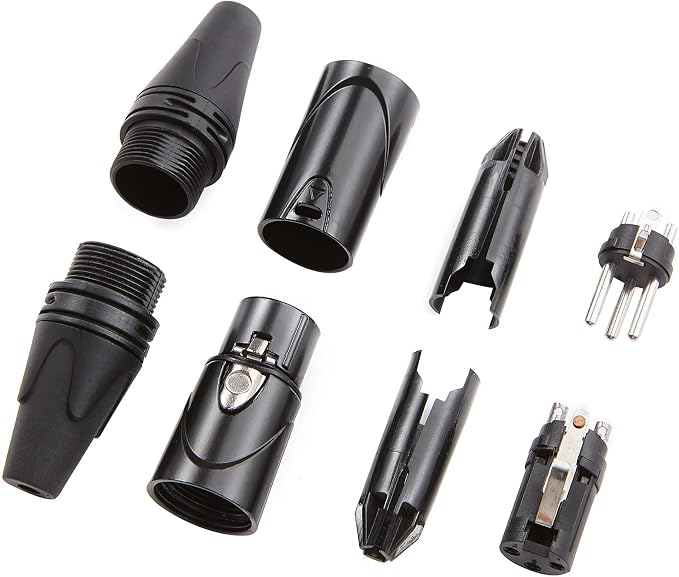 MFL. 3-Pin XLR Cable Connector Male and Female with Nickel Housing and Silver Contacts Mic Cable Plug Connector Audio Socket, Black, 4 Pairs