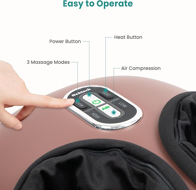 Nekteck Shiatsu Foot Massager Machine with Heat, 2026 Upgraded Air Compression Deep Kneading Therapy Feet Massager, Improve Blood Circulation and Foot Wellness, Massage Tools FSA Eligible HSA Eligible