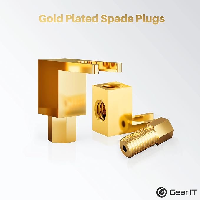 GEARit (4 Pairs, 8 Pieces) Right Angle Spade Plugs (2 Pairs, 4 Pieces) Banana Plugs (2 Pairs, 4 Pieces) Right Angle Banana Plug, Spade to Banana Plug Adapter Speaker Connector, 90 Degree Pin Plug Type