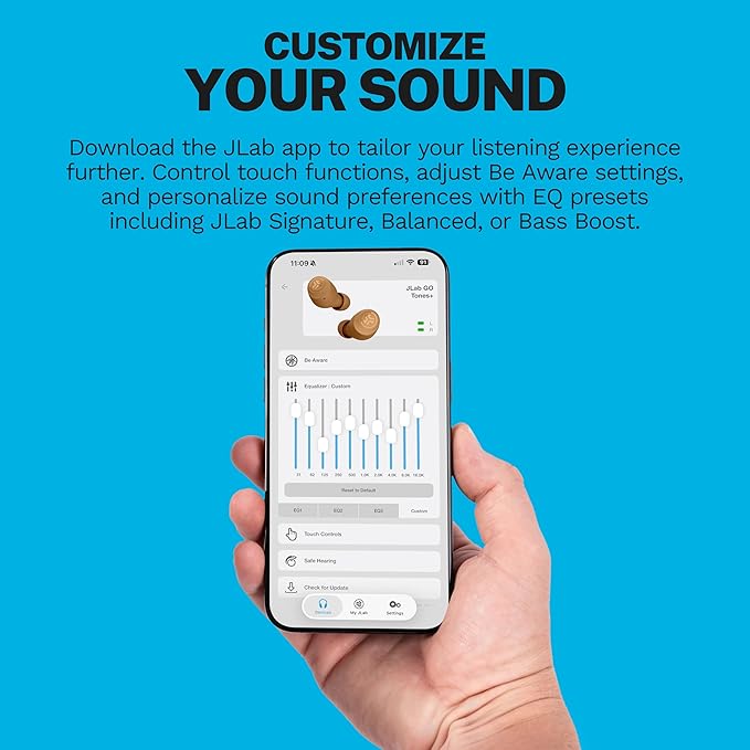 JLab, Go Air Pop+ Tones, True Wireless Earbuds, Bluetooth, Dual Connect, EQ3 Sound, 1615 C