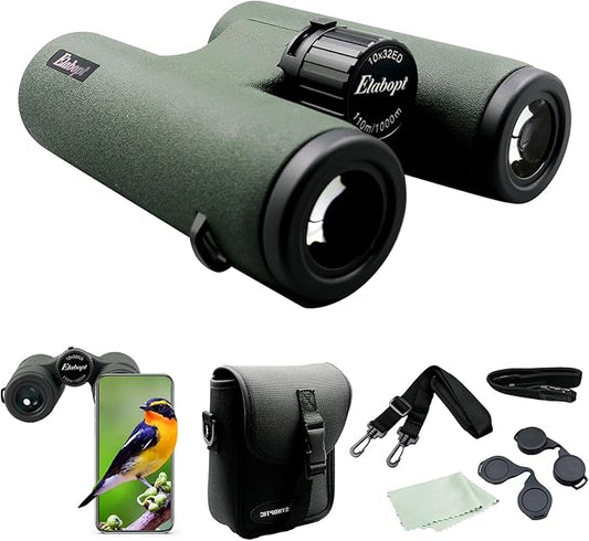 10X32ED Binoculars for Adults with BAK4 Prisms FMC Lens Coating Bird Watching Binoculars, Rubber Armor, and Fog Proof for Hiking Travel Cruise Trip Concert Stargazing Elabopt