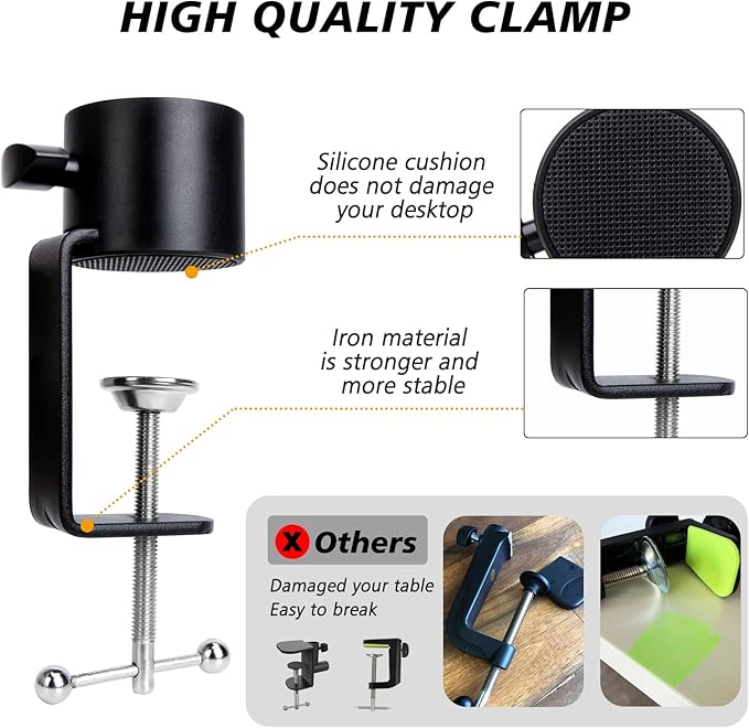 Blue Yeti Boom Arm with Extension Tube - Mic Boom Arm Compatible with HyperX QuadCast, Weighted Metal Height adjustment Mic Arm for QuadCast,Blue Yeti,Shure MV7,Rode and Most Gaming Mic By SUNMON