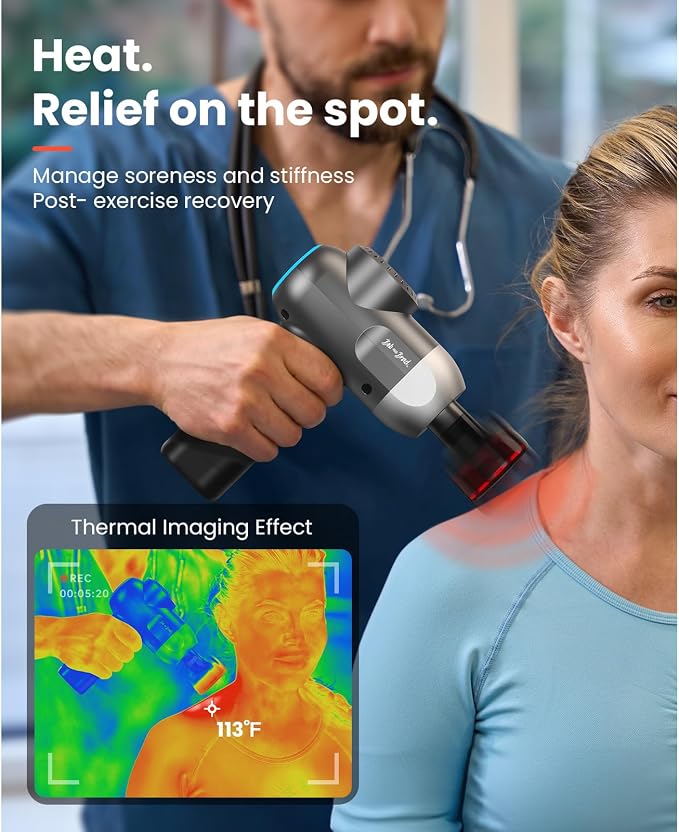 BOB AND BRAD C2 Plus Massage Gun with Heat, Deep Tissue Percussion FSA Massager Gun for Athletes & Pain Relief, Electric Handheld Back Neck Shoulder Muscle Massager, HSA Eligible Gift