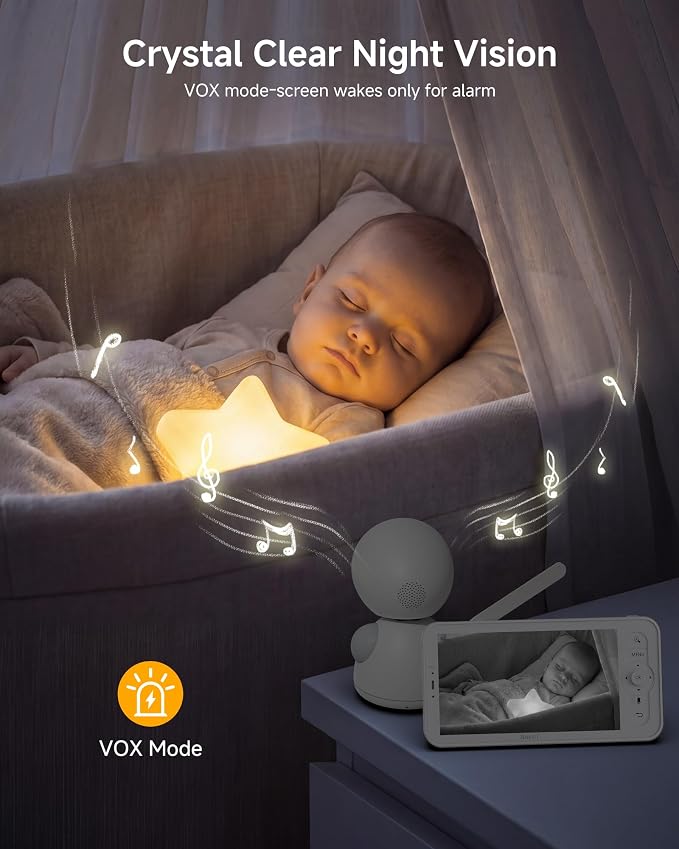 ARENTI Baby Monitor, 2K/3MP WiFi 6 Camera and Audio, 5-inch Wireless Screen, Smartphone App, Super Night Vision, Crying Detection, Auto Tracking, Temp&Humidity Sensor, Cloud&SD Card Storage (D3 Kit)