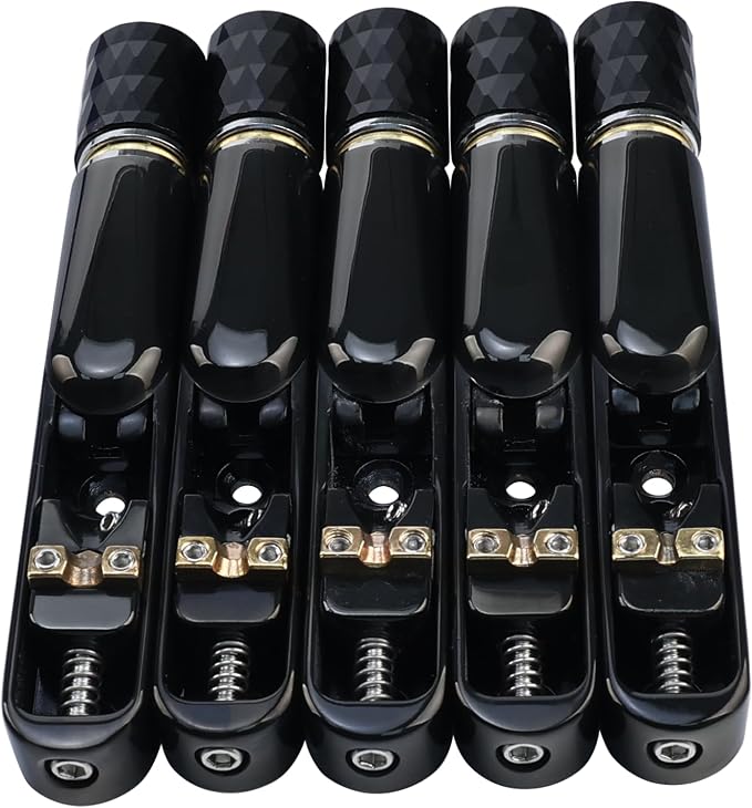 Pack of 5 Individual Single Tubular Fixed Bridge 5 String Electric Bass Bridge for Headless 5-string Bass Replacement Parts（Conductive Black）