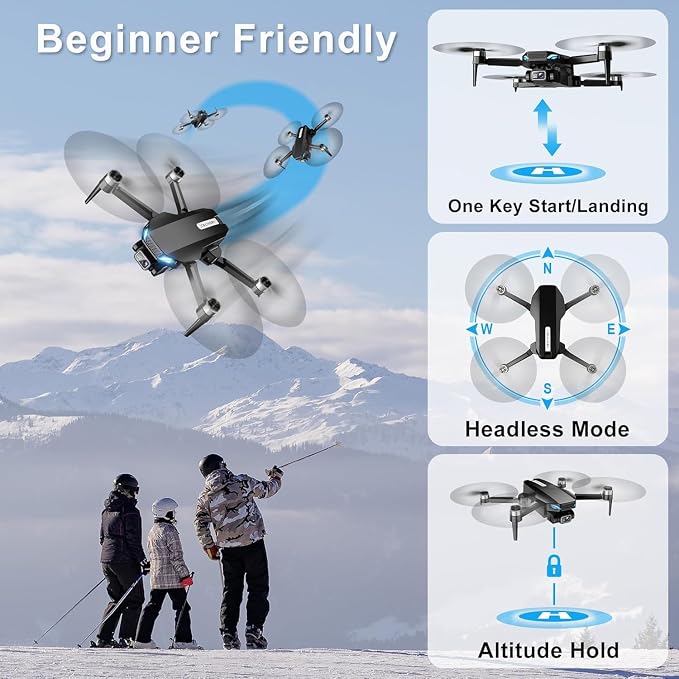 2K Drone with Camera for Adults & Beginners, Foldable FPV Mini Drone with Brushless Motor, 36 Min Flight Time, 2 Batteries, One-Key Takeoff/Landing, Gesture Selfie, Carrying Case