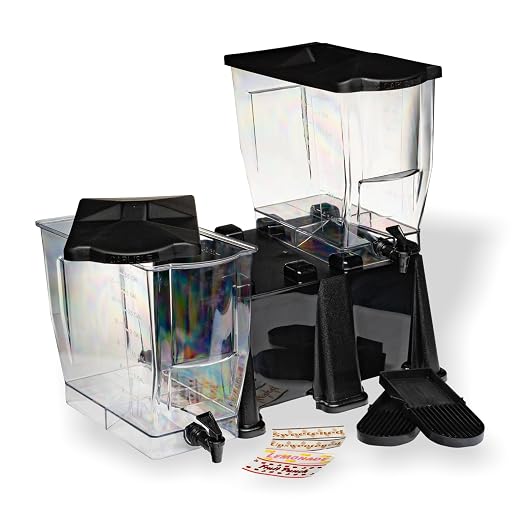 Carlisle FoodService Products Trimline Double Base Rectangular Beverage Dispenser with Stand – 3.5 Gallon Catering Drink Dispenser with Spigot, Set of 2, Polycarbonate (PC), Black, Perfect for Parties