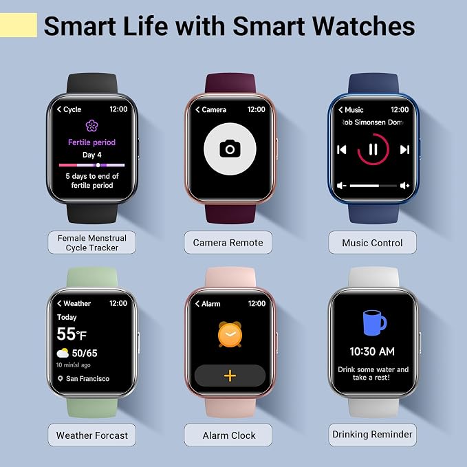 Quican Smart Watches for Women/Men, Smart Watch for Android Phones & iPhone, Fitness Watches for Women with Alexa, Call & Notification Alerts, Tracks Heart Rate/Sleep Smartwatches (Green, 1.8 inches)