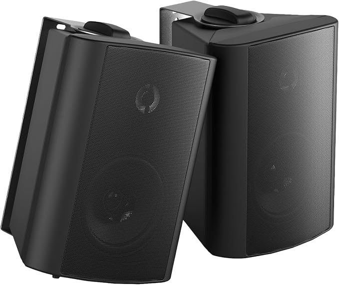 Herdio 4 Inch Outdoor Bluetooth Speakers Waterproof Wired 200 Watt,Indoor, Patio,Deck Wall Mount Speakers (Black)