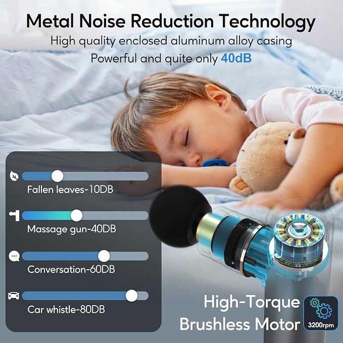arboleaf Massage Gun Deep Tissue, Full-Metal Electric Portable Hand Held Massager Gun with Case for Back, Body Sore Muscles, Pain Relief, Office, Home, Athletes