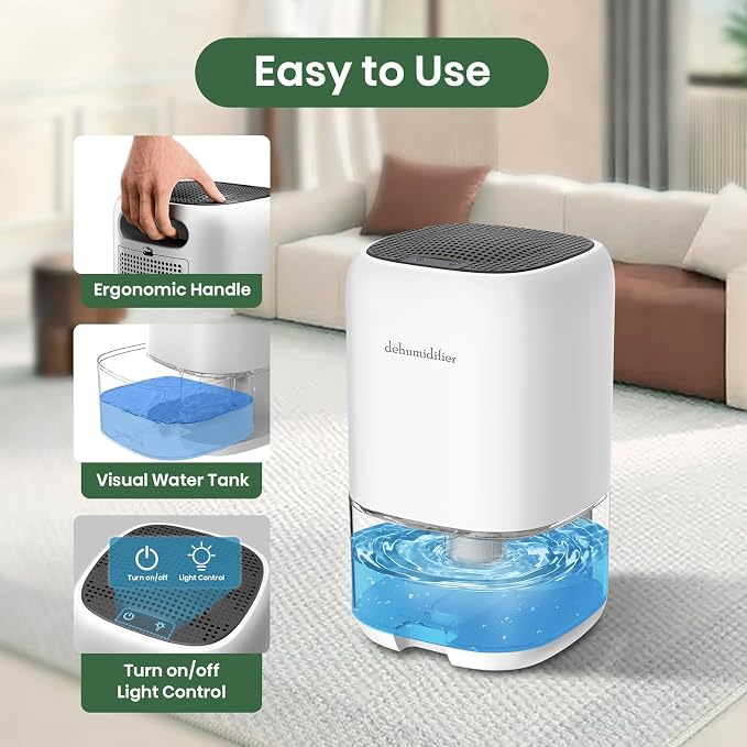 Dehumidifier, 35 OZ Small Dehumidifiers for Room for Home, Quiet with Auto Shut Off, Portable Dehumidifier for Bedroom (280 sq. ft), Bathroom,RV,Closet Colorful Moisture Absorbers Dehumidifiers, White