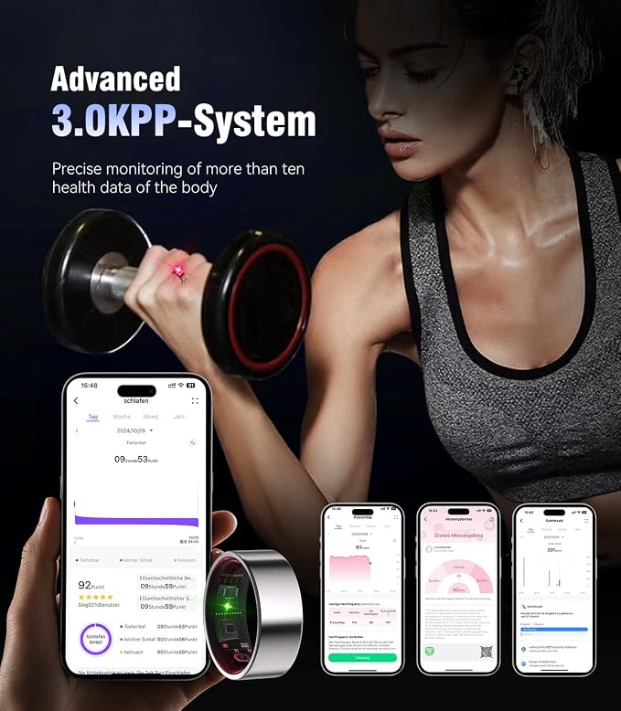 8.0 Smart Ring and Charging Case【Industry First – 0 Measurement Error】【IP68 Waterproof】 2025 Smart Ring for Women & Men for Sleep Tracking Wearable Device,Fitness Ring Silver 9#
