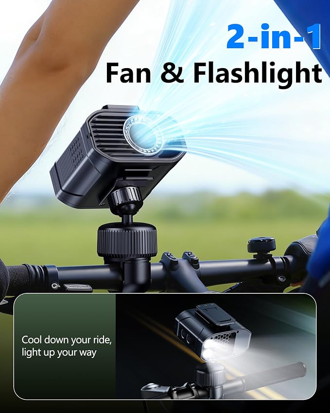 Rechargeable Clip on Fan for Bike Handlebars, 6000mAh Battery Powered Portable Personal Waist Fan Neck Fan for Gym Treadmill, Stroller