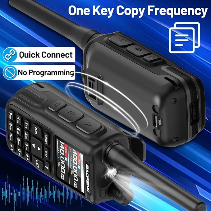 Baofeng Ham Radio Handheld UV-5R MINI-5 Rechargeable Walkie Talkies Long Range for Adults Two Way Radio Dual PTT APP Programming Copy Frequency NOAA with USB-C Charging Hunting Survival Gear