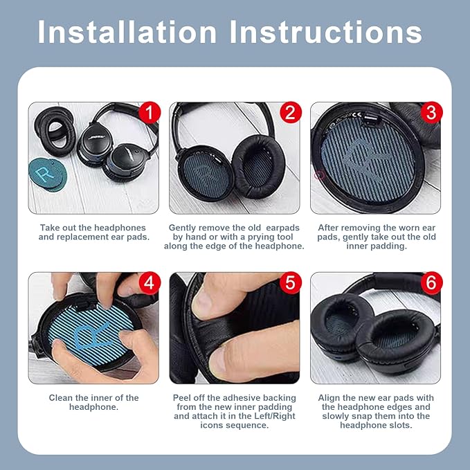 Replacement Ear Pads for Bose QC35, EarPads for Bose QuietComfort 35 / Quiet Comfort 35 II Wireless Over-Ear Headphones, Blue