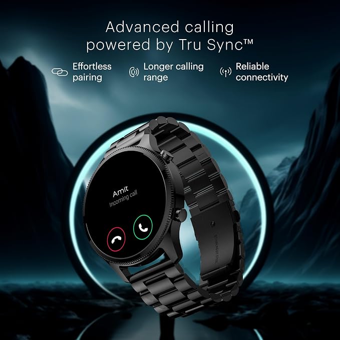 Noise Halo Premium Metallic Smartwatch, 1.43" AMOLED Display, 7 Day Battery, BT Calling (Make/Answer), Dust & Water Resistant, 100+ Sport Modes, NoiseFit App Supprt, 1 Year Warranty (Elite Black)