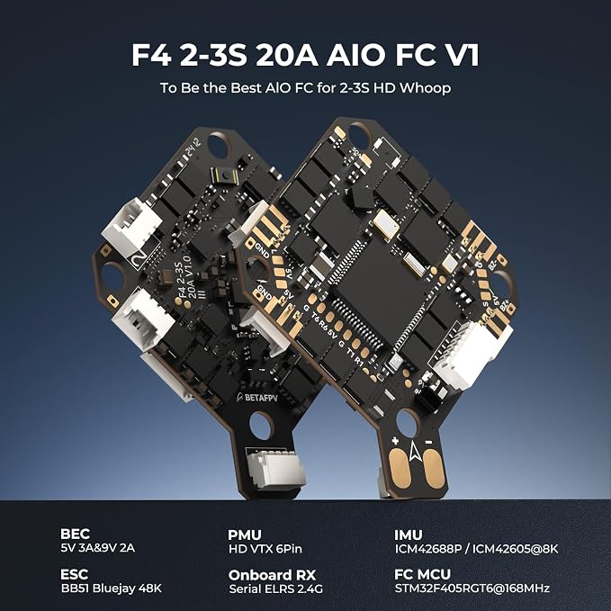 BETAFPV Pavo20 Pro II Brushless Whoop Quadcopter with HD VTX Bracket F4 2-3S 20A AIO FC, LAVA 1104 7200KV Brushless Motors, COB LED Strip Compatible with O4/O4 Air Unit Pro, for FPV Freestyle Shooting