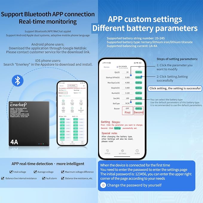 4A Smart Active Balancer 2S-24S Li-ion LiFePO4 Lithium 12V-100V Battery Equalizer