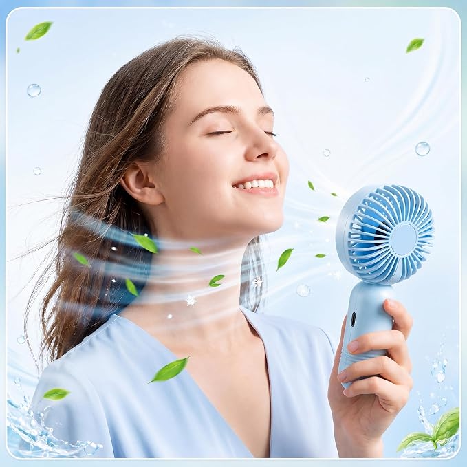 Rossesay 6 Pcs Mini Portable Fan Bulk Cute Handheld Lightweight Small Little Personal Hand Eyelash Fan 3 Speeds USB Rechargeable for Women Men Indoor Outdoor Makeup Travel (Blue,Green)
