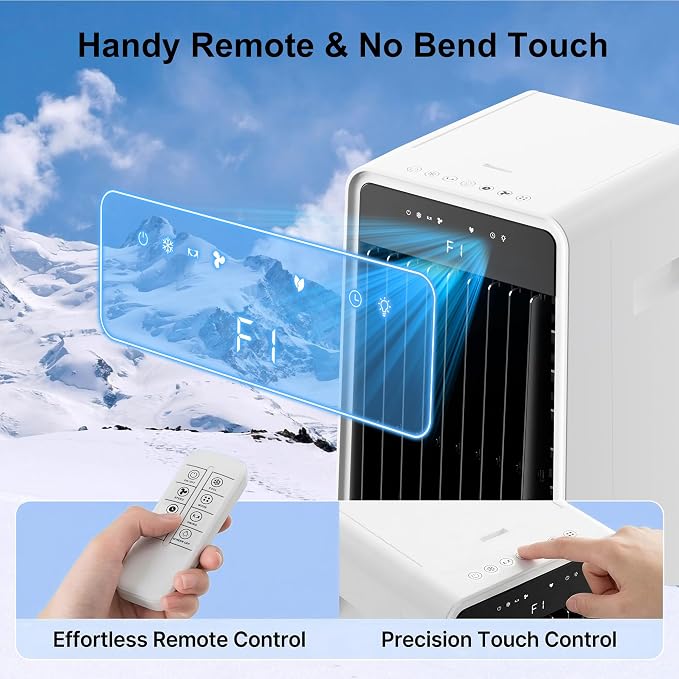 Uthfy 1800CFM Swamp Cooler Air Conditioner, Evaporative Air Cooler with 4.2 Gal Detachable Water Tank, 4 Ice Packs, 120°Oscillation, 12H Timer, 3 IN 1 Portable Cooling Fan for Indoor, Bedroom, Office