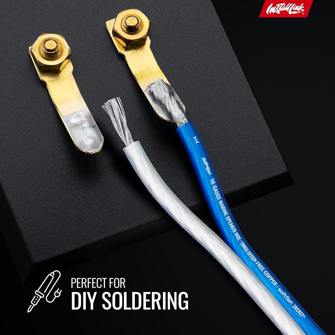 Install Link 16 AWG Gauge (Tinned OFC) Marine Speaker Wire Cable (50 Feet)