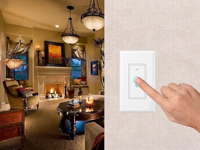 Micmi Smart Switch, WiFi Light Switch in-Wall Compatible with Amazon Alexa Google Home, Timing Function, Suit for 1/2/3/4 Gang Switch Box, Neutral Wire Required (1 Gang Smart Touch Switch 4pack)