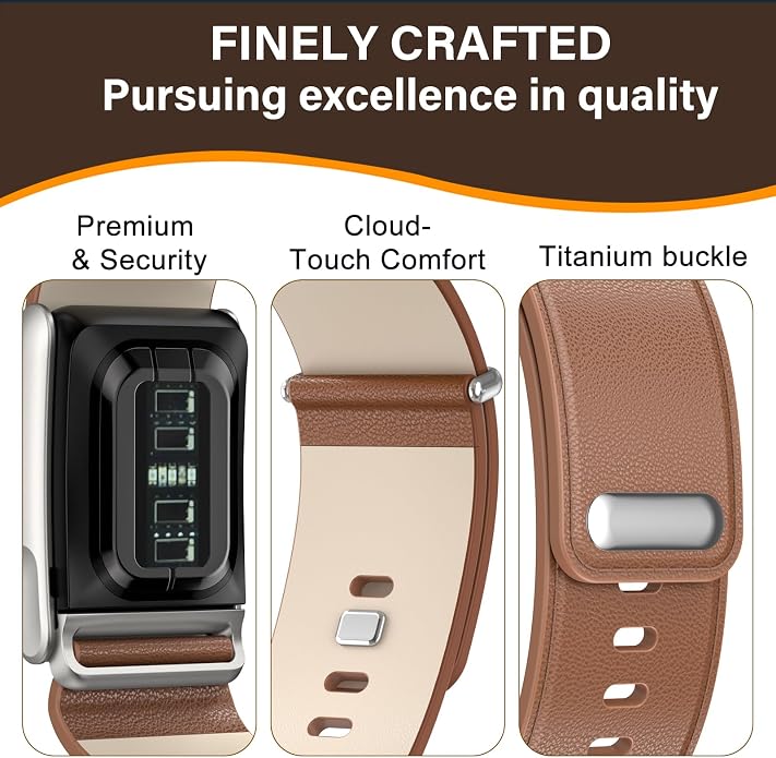 omee Leather Band Compatible with Whoop 5.0 Band Strap Men Women, Genuine Leather Rugged Durable Replacement Wristbands Straps for Whoop 5.0 Bands
